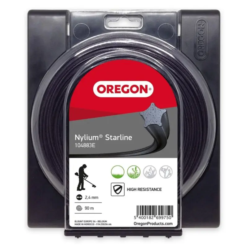 Oregon AluMax Starline 2,4 mm × 90 m med stjerneprofil (Nylium) - Bedst sælgende